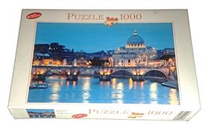 Puzzle 1000 dílů - noční Řím most přes Tiber cca. 68,5 x 47,7 cm