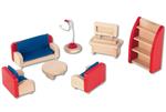 Dřevěný nábytek do domečku pro panenky - obývací pokoj