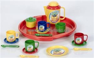 Dětské plastové nádobí, čajový servis s tácem