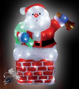 Barevný akrylový Santa Klaus do zásuvky 96 LED studená bílá 48 cm studené světlo