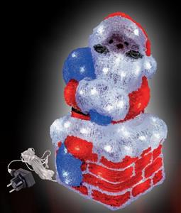 Barevný akrylový Santa Klaus do zásuvky 60 LED studená bílá 38 cm studené světlo