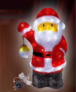 Barevný akrylový Santa Klaus do zásuvky 80 LED studená bílá 46 cm přívod 10m