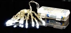 Vánoční řetěz na baterie 10 LED studená bílá délka 1,5m - venkovní s časovačem
