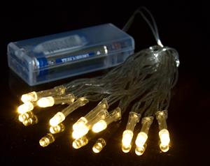 Vánoční řetěz na baterie 10 LED teplá bílá délka 1,5m - s časovačem