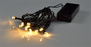 Vánoční řetěz na baterie 10 LED teplá bílá - délka 1,5m, černý kabel