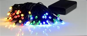 Vánoční řetěz na baterie 50 LED barevný mix multicolor - délka 7,5 m