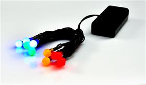 Vánoční řetěz na baterie 10 LED barevný - délka 1,2 m