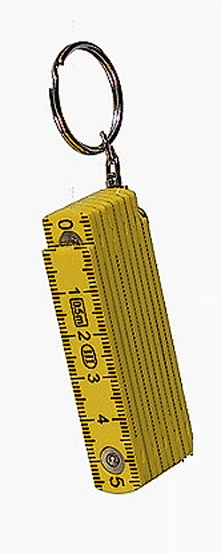 Přívěsek na klíče skládací metr 50 cm 3,7 x 1,4x 6,6 cm žlutý