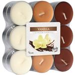 Vonné čajové svíčky vanilka sada 18 ks v různých odstínech béžové žluté hnědé 1,5 x 4 cm
