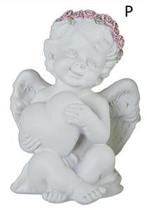 Andělíček se srdcem 11 x 9 x 12 cm pravý dekorace anděl bílý polyresin