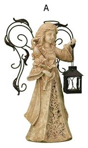 Andělíček držící s lucernu na čajovou svíčku 45 cm tmavší varianta