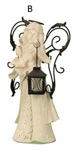 Andělíček držící s lucernu na čajovou svíčku 45 cm světlejší varianta