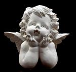 Busta zasněného barokního anděla 15 x 14 x 10 cm obličej andělíčka bílý polyresin