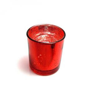 Kalíšek na čajovou svíčku třpytivé sklo výška 8 cm průměr 7 cm červený