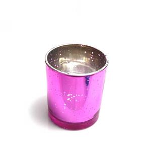 Kalíšek na čajovou svíčku třpytivé sklo výška 8 cm průměr 7 cm růžový