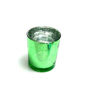 Kalíšek na čajovou svíčku třpytivé sklo výška 8 cm průměr 7 cm zelený
