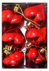 Vánoční ozdoby srdce 6 ks červené lesklé