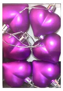 Vánoční ozdoby srdce 6 ks fialové matné