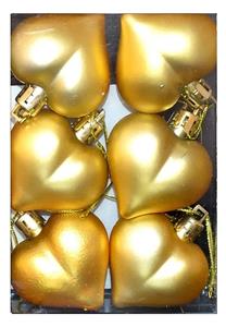 Vánoční ozdoby srdce 6 ks zlaté matné