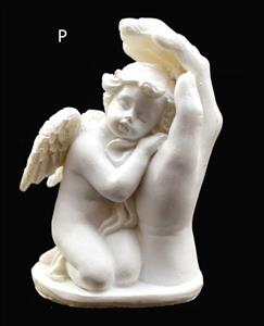 Andělíček v dlani pravý 8,5 x 5,5 x 4 cm soška anděla bílý polyresin