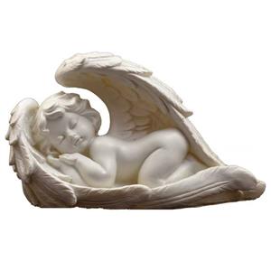 Andělíček v křídlech velký levý 21x13x9 cm soška anděla bílý polyresin