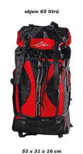 Sportovní trekový ruksak 65 l, 53 x 31 x 16 cm - červený batoh trekking
