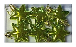 Vánoční ozdoby hvězda 5 cm sada 6 ks žluto zelené lesklé