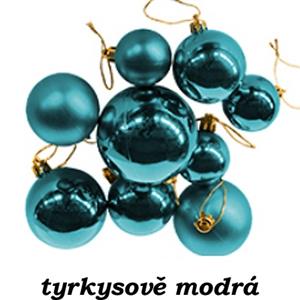 Vánoční dekorace - nerozbitné ozdoby 30 ks - mix velikostí 4,5,6,7 cm - tyrkysově modré