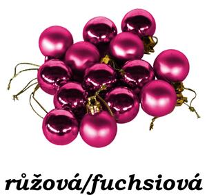 Vánoční dekorace - nerozbitné ozdoby 24 ks - 2 cm - fuchsia, malinové