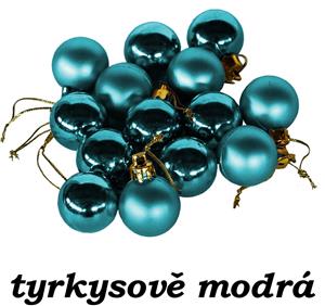 Vánoční dekorace - nerozbitné ozdoby 24 ks - 2 cm - tyrkysově modré