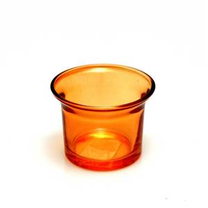 Kalíšek na čajovou svíčku čiré sklo 6 cm vnitřní 4,5 x 4,5 cm oranžový