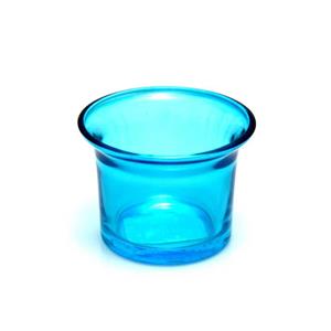 Kalíšek na čajovou svíčku čiré sklo 6 cm vnitřní 4,5 x 4,5 cm modrý