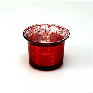 Třpytivý kalíšek na čajovou svíčku 6 cm vnitřní 4,5x4,5 cm červený