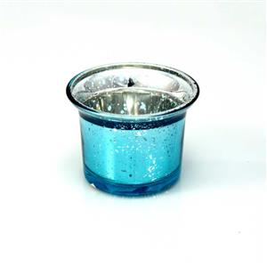 Třpytivý kalíšek na čajovou svíčku 6 cm vnitřní 4,5x4,5 cm modrý tyrkys