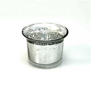 Třpytivý kalíšek na čajovou svíčku 6 cm vnitřní 4,5x4,5 cm stříbrný